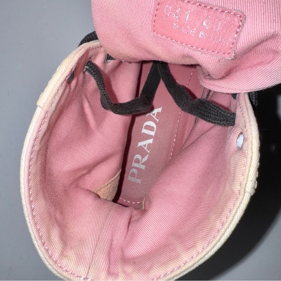 PRADA Canvas Colorblock Pattern Wedge Sneakers in Pink - Picture 5 of 8